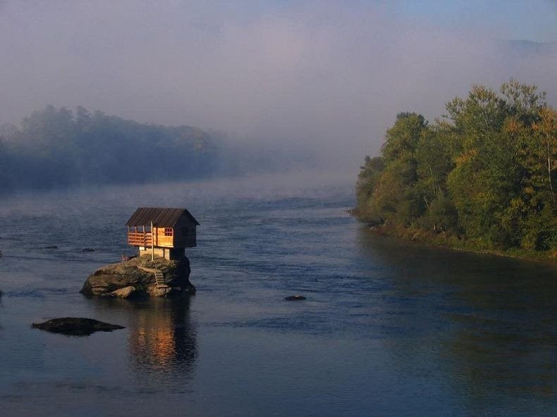 Drina river house, bajina basta, serbia, drina river bridge, bizarre, house, europe