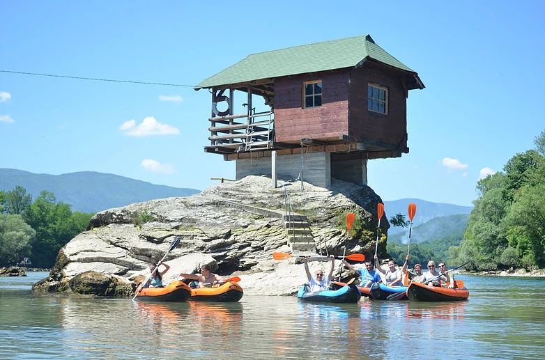 drina river house, bajina basta, serbia, drina river bridge, bizarre, house, europe