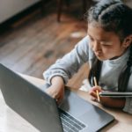 young asian girl studying