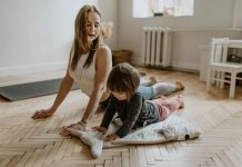 mom son fun exercise
