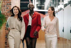 confident women going to attend classes