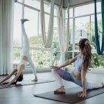 ladies performing yoga