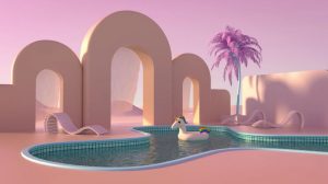 nft art horse in a swimming pool