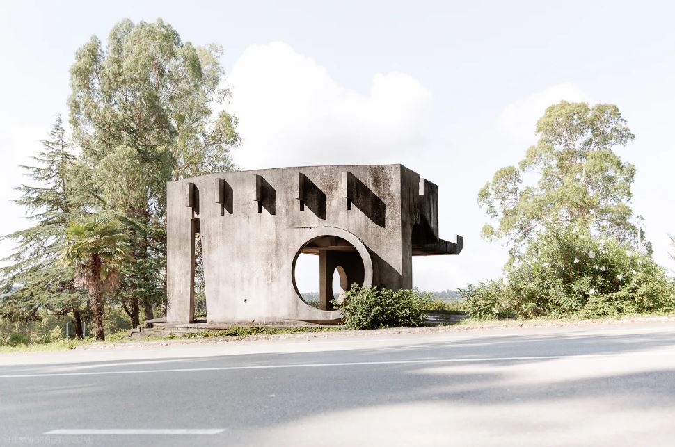 Soviet era bus stop 13 disputed region of abkhazia pitsunda