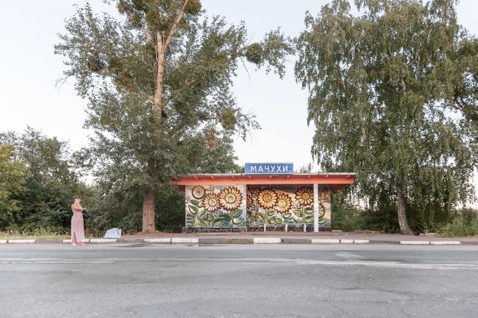 Soviet era bus stop 22 ukraine machuhi