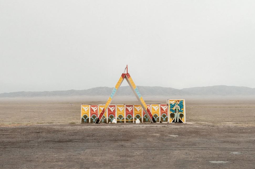 Soviet era bus stop 24 kazakhstan charyn