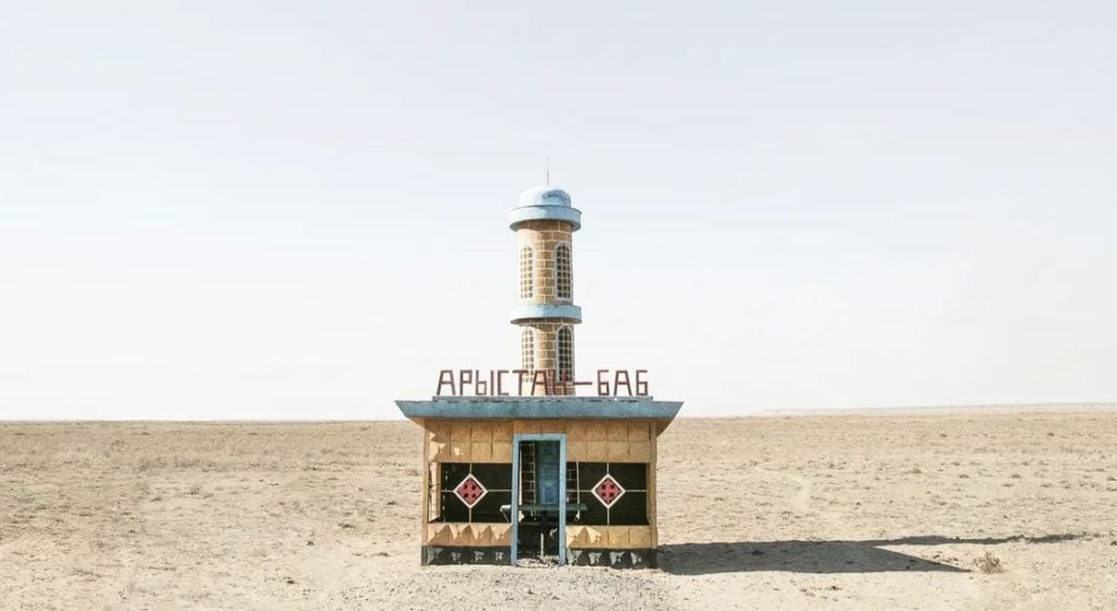 Soviet era bus stop 25 kazakhstan aralsk