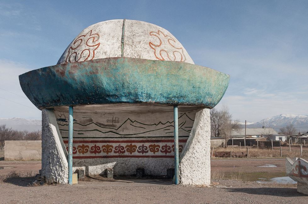 Soviet era bus stop 26 balykchy kyrgyzstan