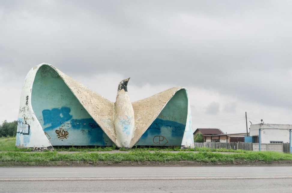 Soviet era bus stop 6 omsk russia