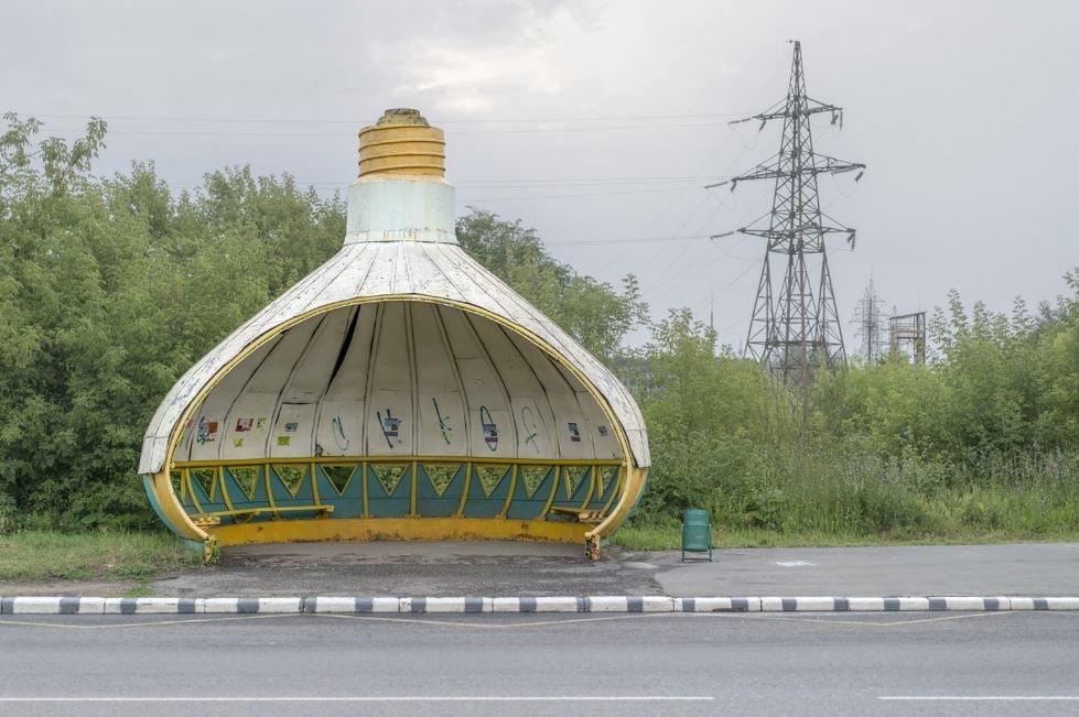 Soviet era bus stop 9 saransk russia