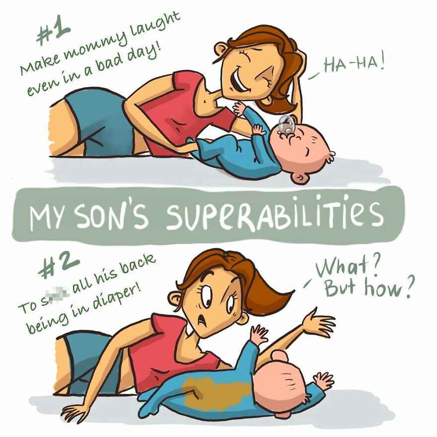 Mom raising child funny cartoon 1