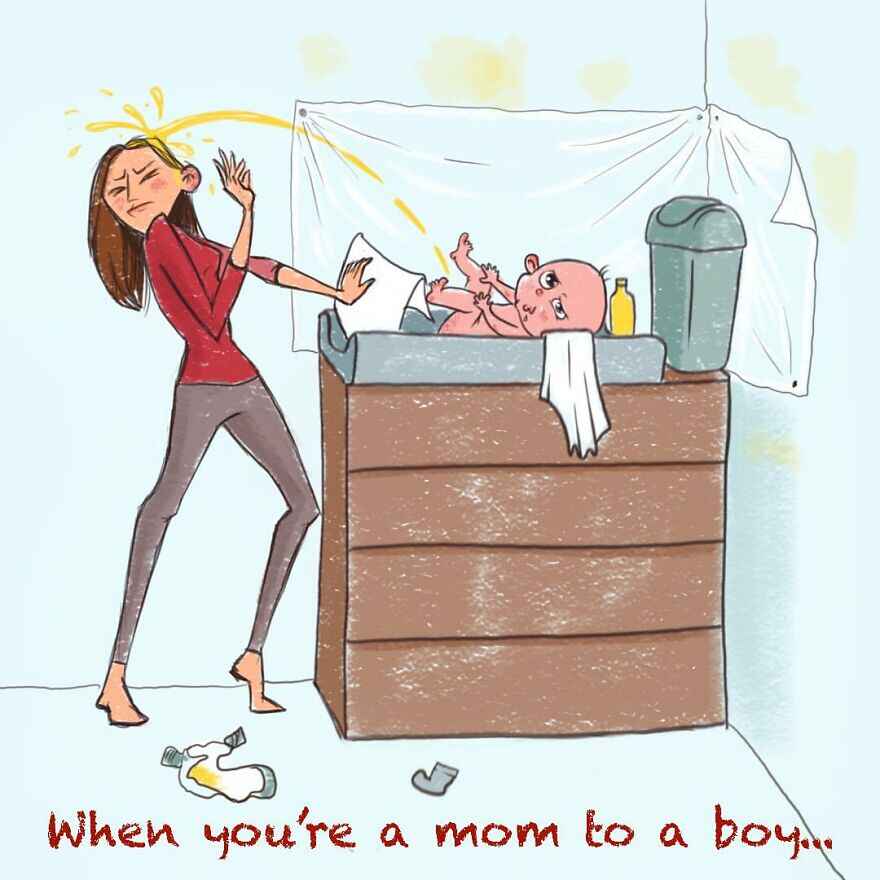 Mom raising child funny cartoon 26