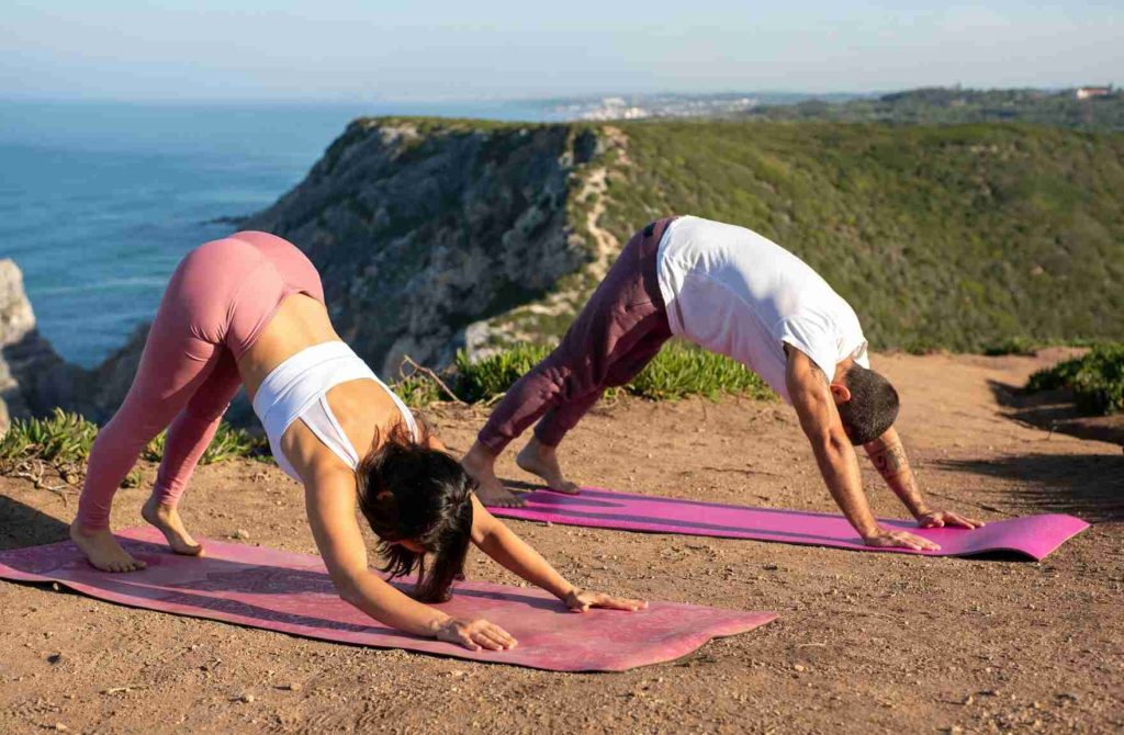 couple yoga outdoor