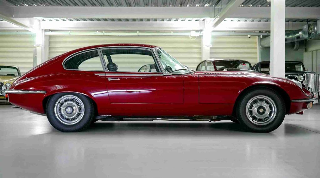 Car standing inside steel garage