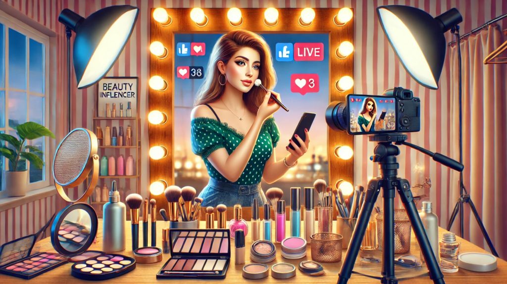 beauty influencer recording video