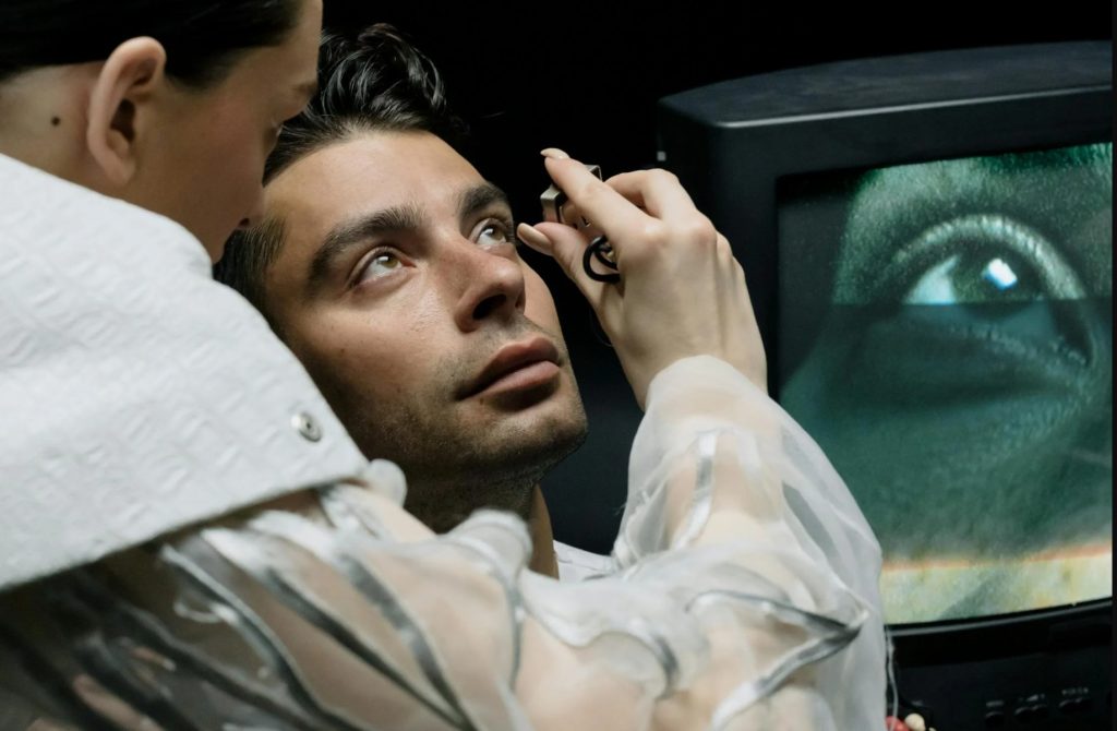 man getting his eyes checked