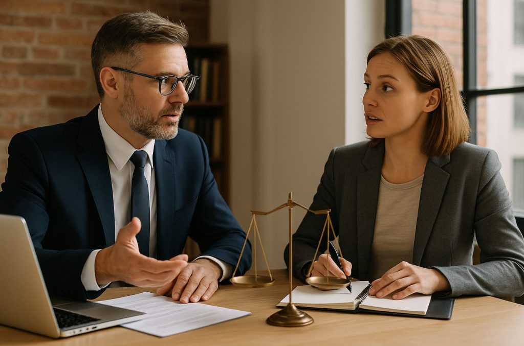 business attorneys talking